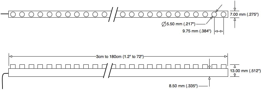 LED Flex Strip Size Diagram Dimensions