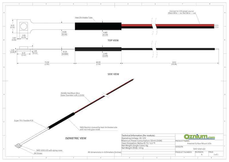 Surface Mount LED 5050 Tech Diagram